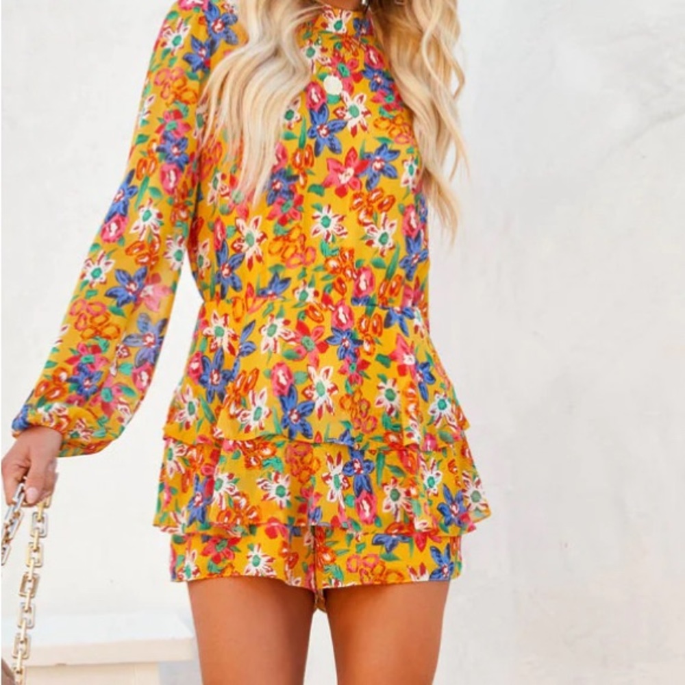 Ruffle tiered romper